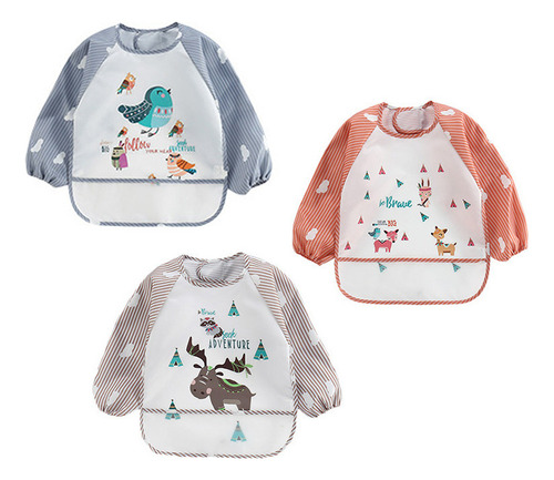 Li Babero For Bebé, 3 Unidades, Con Mangas, Impermeable