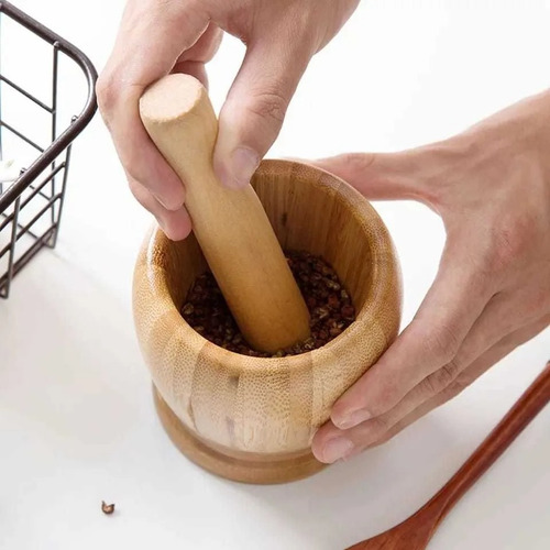Imagem 3 de 5 de Pilão Com Socador Temperos Em Bambu Ecokitchen Mimo Style