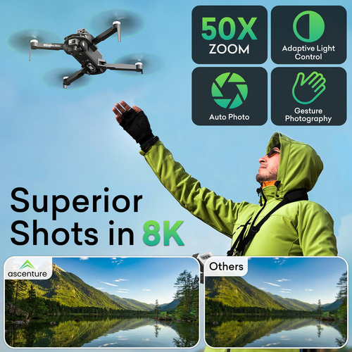 Drone 8k Con Gps Y 3 Baterías, Modo Sígueme Y 1640 Pies