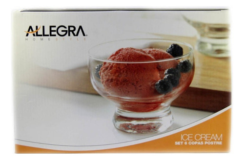 Set 6 Copas Helado Ice Cream 225 Cc Color Transparente