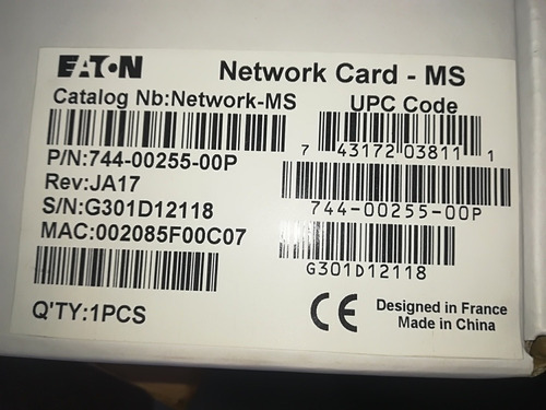 Imagen 7 de 7 de Tarjeta De Red Eaton- Ethernet Interno De Ms 744-00255-00p