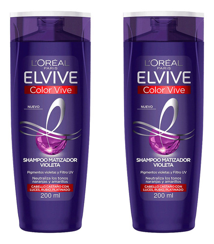 Pack Shampoo Elvive Color Vive Matizador Violeta 200 Ml