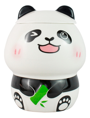 Taza Oso Panda De Ceramica Tapa Y Cuchara Kawaii B-8291 Color Panda 4 Gt9033