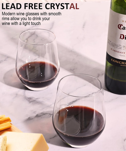 Oja Juego De 4 Copas De Vino Sin Tallo, Copas De Vino Blanco