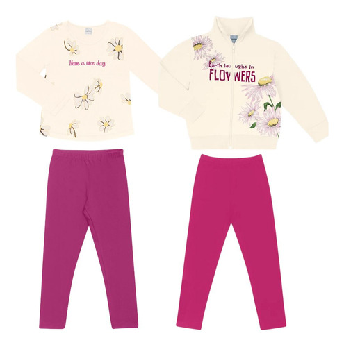 Kit 2 Conjunto Infantil Meia Estação Blusa E Legging Rovitex