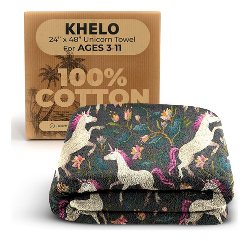 Khelo Kids Unicorn Beach Towel - Toalla De Baño 100% Algo...