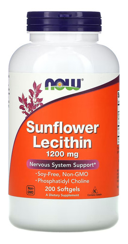 Sunflower Lecithin Lecitina E Girassol Now Foods 200softgels Sabor Sem Sabor