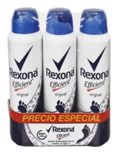 Rexona Desodorante Para Pies Efficient Original 3 Pz 153 Ml