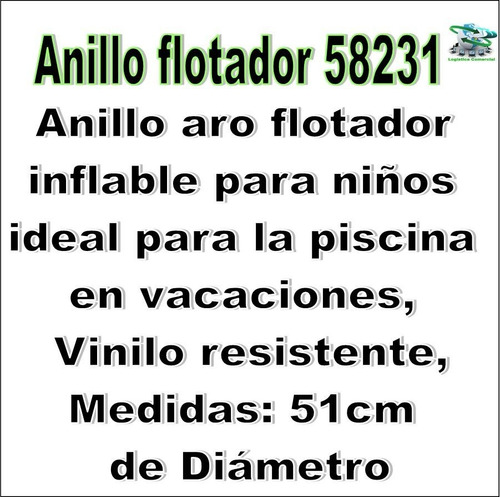 Imagen 6 de 9 de Anillo Aro 51 Cm Flotador Inflable Niños Piscina 58231 Intex