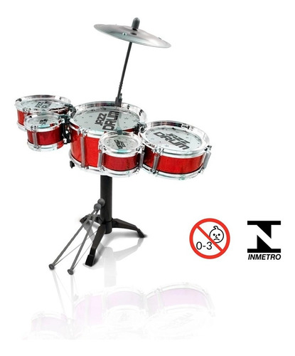 Mini Bateria Musical Infantil Pequena Vermelha