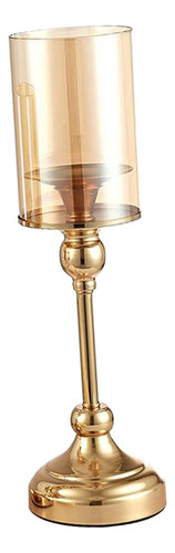 Ll Candelabro Dorado Con Tapa De Cristal, Cristal