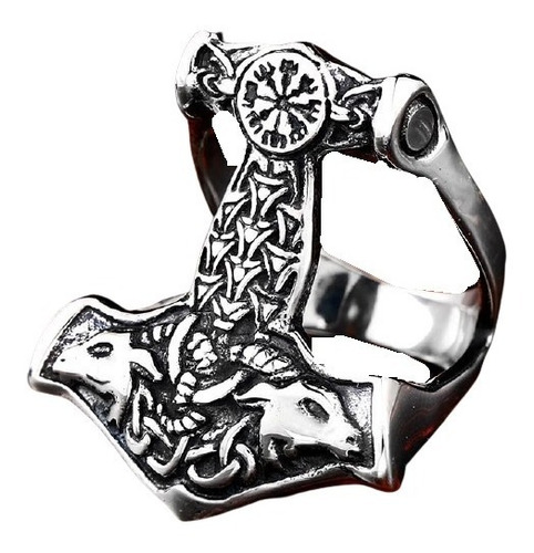 Anillo Martillo Thor Vikingo Nórdico Acero Inoxidable Hombre