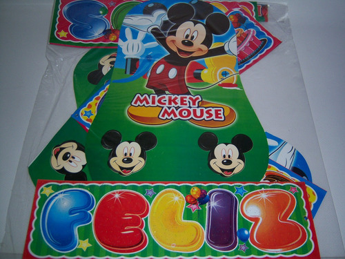 Kit Adornos Movil Mantel Vela Pastel Fiesta Mickey Mouse