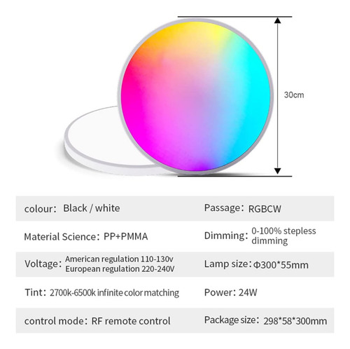Luz De Techo Rgb Inteligente Luz De Techo De 24 W Enchufe