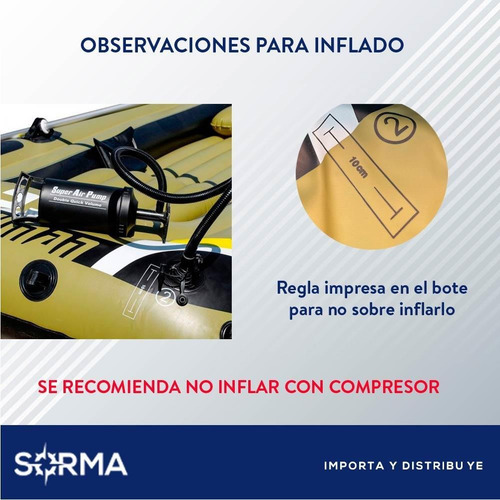 Imagen 7 de 10 de Bote Inflable 3m + 2 Remos + Inflador + Suj P/motor