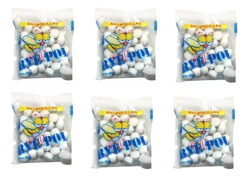 Pack X6 Naftalina Bolitas Blanca X 200 Grs - Anti Polillas 