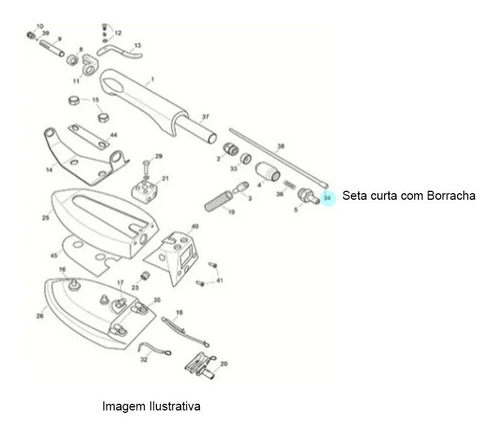 Seta Curta Com Borracha P/ Ferro Continental Vap-20/25 