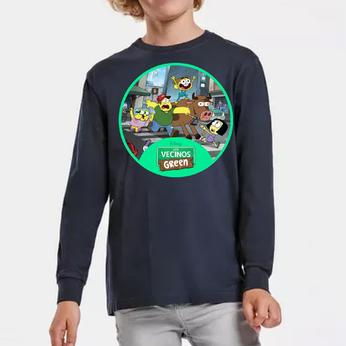 Polera Manga Larga Algodón Niños Vecinos Green