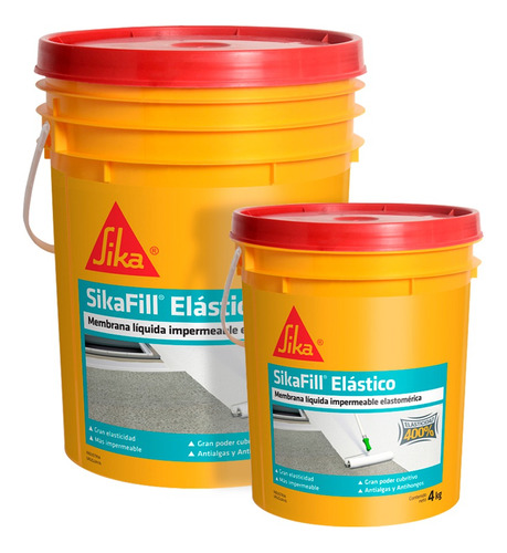 Sikafill Elástico Membrana Liquida 20 Lts.+rodillo+bandeja