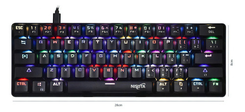 Teclado Gamer Nisuta Nskbgz61 Qwerty Outemu Purple Esp Full Idioma Español España Color Del Teclado Negro