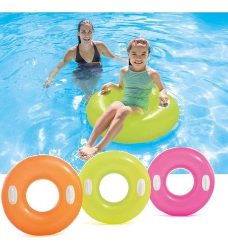 Flotador Inflable Fluorescente Dona Intex Para Piscina Moda