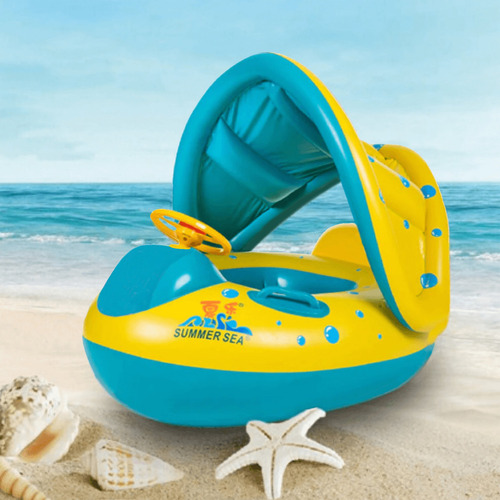 Boia Bote Carrinho Bebê Infantil Inflável Piscina Cobertura Removivel Proteção Com Volante Pop Imports