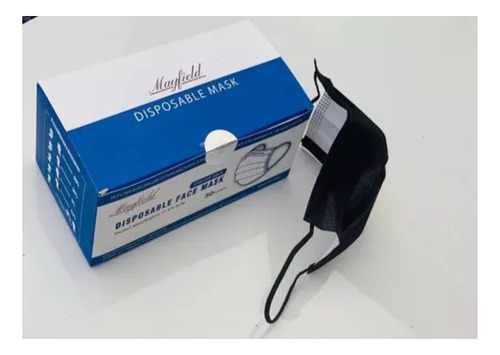Cubrebocas Ttp Tricapa Negro Mayfield 4,000 Pz /caja Master Negro Liso