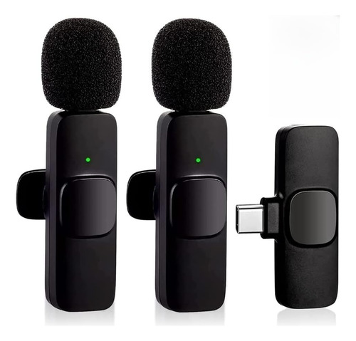 2 Microfones Lapela Sem Fio Tipo C Android Profissional