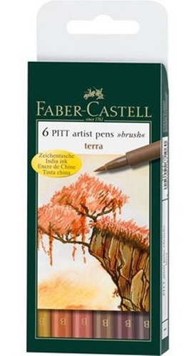 Marcadores Brush Pitt Terra Artist Pen Faber X6 Pincel Color
