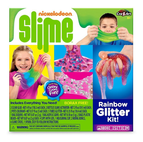 Kit Completo Para Slime Nickelodeon Rainbow Glitter Xtrem C
