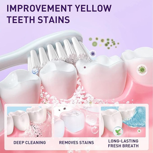 Eliminación De Manchas Polvo Blanqueador Dientes Uva Menta