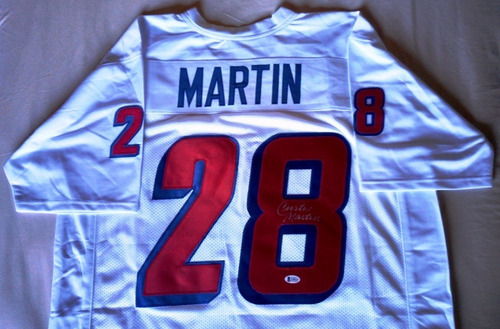 Jersey Patriotas De Nueva Inglaterra Autógrafo Curtis Martin