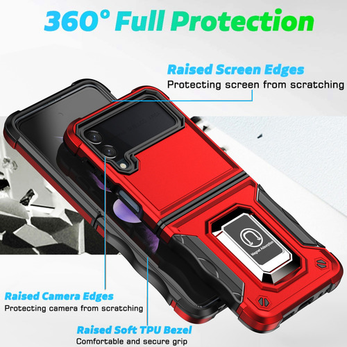 Funda Uso Rudo Samsung Galaxy Z Flip 4 + Mica Hidrogel Blanco Flag - Galaxy Z Flip 4
