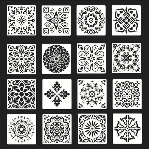 Paquete De 16 Plantillas De Pintura Plantillas De Mandalas