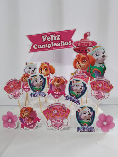 Topper De Torta Motivo Paw Patrol Niñas Cumpleaños 