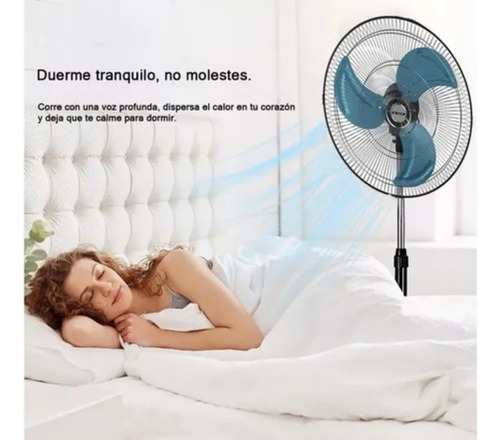 Ventilador 3 En 1 18 Pulgadas Negro Con 3 Aspas De Metal 1.27 M 60 Hz Negro Pateado Metálico 3