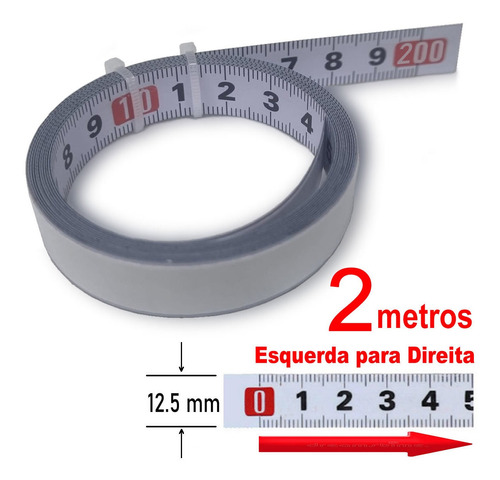 Fita Métrica Autoadesiva 2 Metros Bancada Seccionadora Mesa