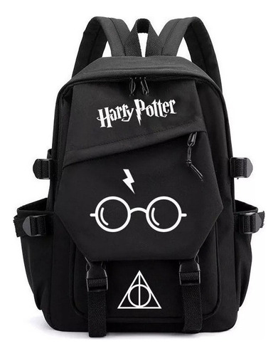 Mochila de hombro estampada para estudiantes de Harry Potter, color negro 6