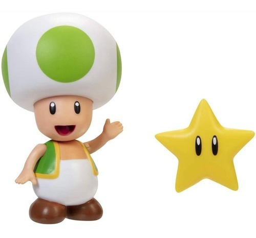 Figura Toad Verde Con Super Estrella - Super Mario - Jakks