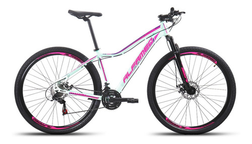 Bicicleta Aro 29 Feminina Alfameq Pandora 24v Freio A Disco Tamanho Do Quadro 17   Cor Branco/rosa