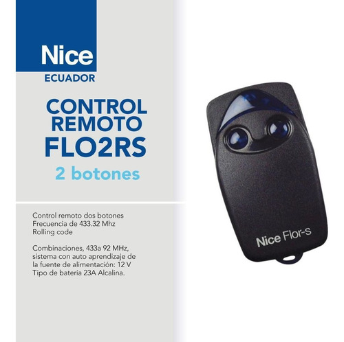 Control Remoto Nice Flor-s. Original Italiano, F-433,32.