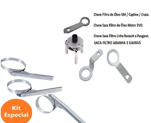 Kit De Chave Para Sacar Filtro E Refil Óleo Com 07 Peças