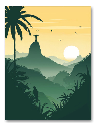 Cuadro Mural Brasil Dibujo Lienzo 40x53 Cm
