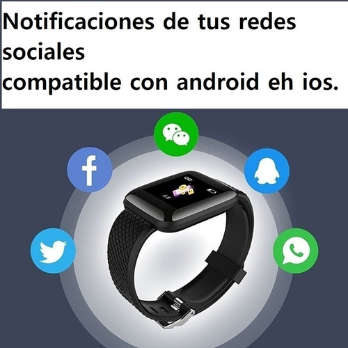 Smartwatch 116 Plus Monitor De Ritmo Cardiaco Deportes