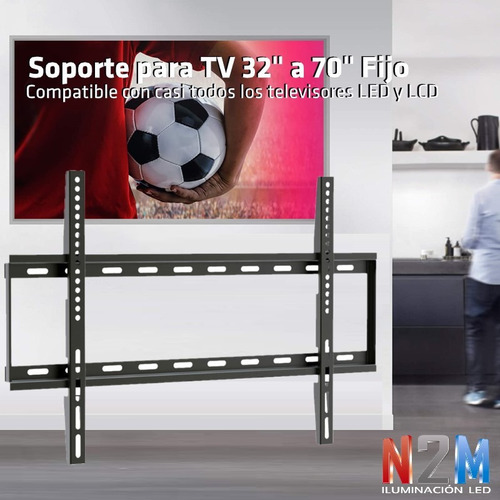 Imagen 6 de 10 de Soporte Tv Led Lcd Smart 32-70 Pulgadas Fijo Extra Chato