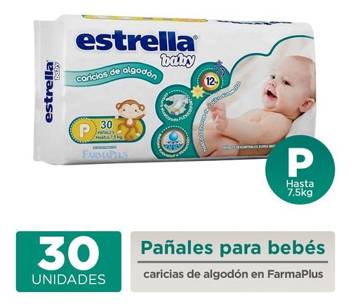 Estrella Baby Hiperpack Talle P X 30 Pañales Hasta 7.5kg