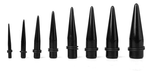 8 X Acrílico Negro Expansor De Cono Oído Estiramiento Ench