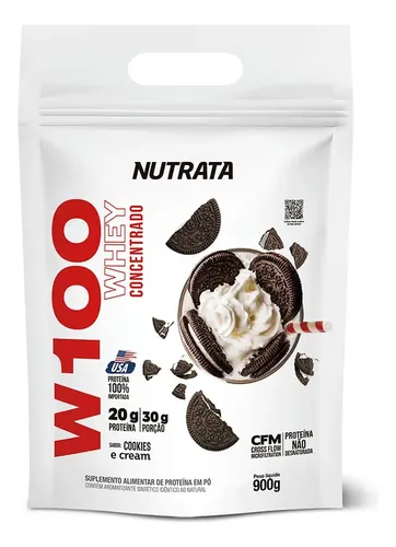 Proteína Nutrata Premium W100 Whey Concentrado em Pó Sabor Biscoitos 900g