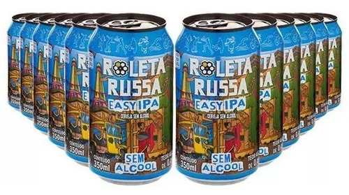 Kit 12 Cerveja Roleta Russa Easy Ipa Sem Álcool Lata 350ml