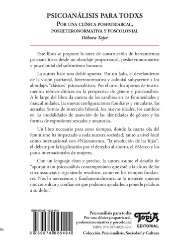 Imagen 2 de 3 de Psicoanálisis Para Todxs. Debora Tajer. Editorial Topía